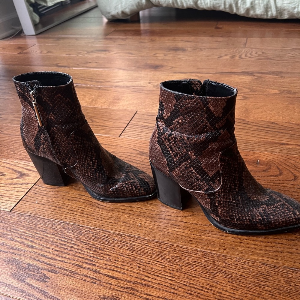 Zara animal print heeled boots